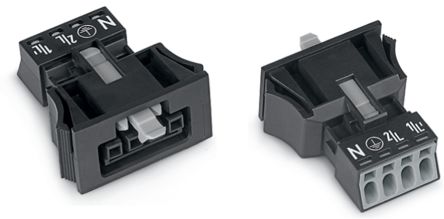 WAGO 890 Series Female Lighting Connector, 4-Pole, Female, 4-Way, Snap-In, 16A, IP40 [890-704]; 221-458