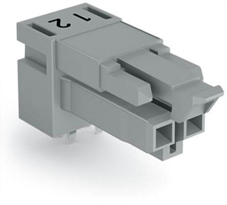 WAGO 890 Series Angled Snap-In PCB Socket, 2-Contact, 1-Row, 4.4mm Pitch, Push-In Cage Clamp Termination [890-842/011-000]; 221-523