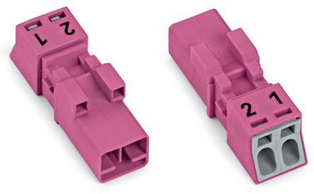 WAGO 890 Series Male Lighting Connector, 2-Pole, Male, 2-Way, Plug-In Mount, 16A, IP20, IP40 [890-292]; 221-530