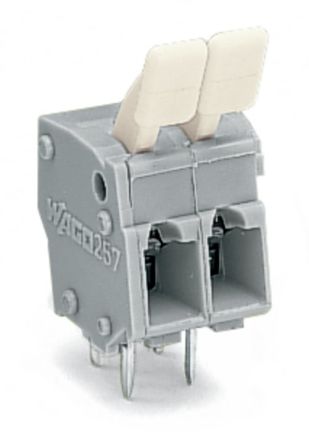 WAGO 257 Series PCB Connector, 2-Contact, 5/5.08mm Pitch, Through Hole Mount, 2-Row, Cage Clamp Termination [257-402/333-000]; 221-532