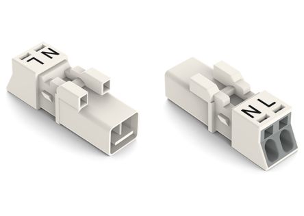 WAGO 890 Series Male Lighting Connector, 2-Pole, Male, 2-Way, Plug-In Mount, 16A, IP20, IP40 [890-232]; 221-536