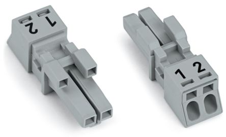 WAGO 890 Series Female Lighting Connector, 2-Pole, Female, 2-Way, Plug-In Mount, 16A, IP20, IP40 [890-242]; 221-554