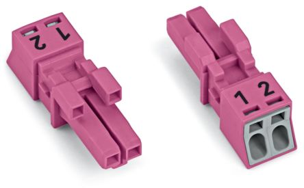 WAGO 890 Series Female Lighting Connector, 2-Pole, Female, 2-Way, Plug-In Mount, 16A, IP20, IP40 [890-282]; 221-555