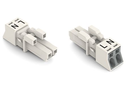 WAGO 890 Series Female Lighting Connector, 2-Pole, Female, 2-Way, Plug-In Mount, 16A, IP20, IP40 [890-222]; 221-558