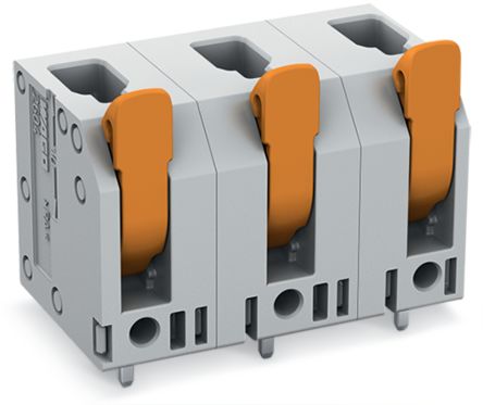 WAGO 2604 Series PCB Connector, 3-Contact, 11.5mm Pitch, Through Hole Mount, 1-Row, Push-In Cage Clamp Termination [2604-3503]; 221-574