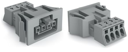 WAGO 890 Series Female Lighting Connector, 4-Pole, Female, 4-Way, Snap-In, 16A, IP40 [890-744]; 221-577