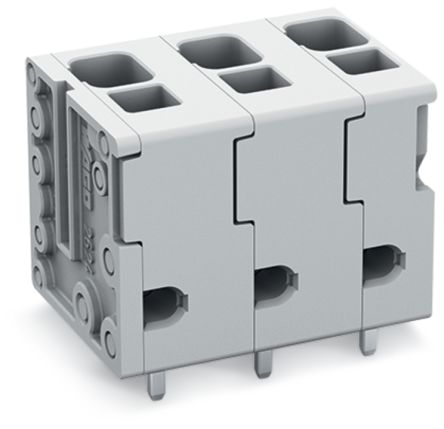WAGO 2624 Series PCB Connector, 4-Contact, 7.5mm Pitch, Feed Through Mount, 2-Row, Push-In Cage Clamp Termination [2624-3304]; 221-583