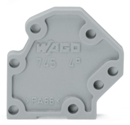 WAGO 745 Series End Plate for Use with Rail Mount Terminal Blocks [745-3100]; 222-212