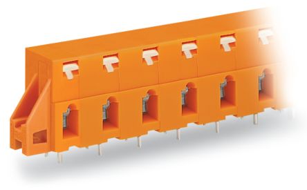 WAGO 741 Series PCB Connector, 2-Contact, 10.16mm Pitch, Through Hole Mount, 3-Row, Push Button Termination [741-622]; 222-436