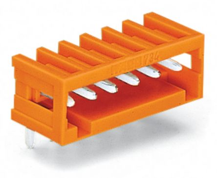 WAGO 734 Series Angled Through Hole Header, 14 Contact(s), 3.5 mm Pitch, 1 Row(s), Shrouded [734-274]; 222-759