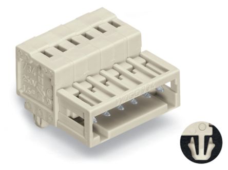 WAGO 734 Series Male Lighting Connector, 3-Pole, Male, 3-Way, Cable Mount, 10A [734-303/018-000]; 222-766