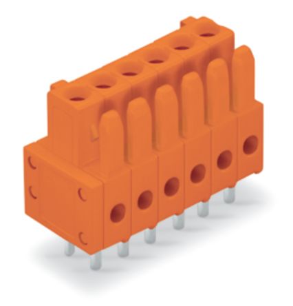 WAGO 734 Series Series Straight PCB Mount PCB Header, 10-Contact, 1-Row, 3.81mm Pitch, Solder Termination [734-510]; 222-863