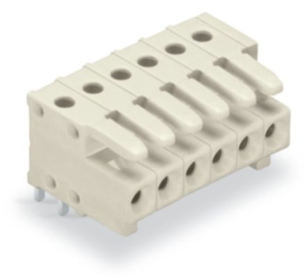 WAGO 734 Series Series Angled PCB Mount PCB Header, 2-Contact, 1-Row, 3.5mm Pitch, Solder Termination [734-532]; 222-864