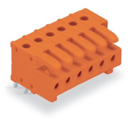 WAGO 734 Series Series Angled PCB Mount PCB Header, 10-Contact, 1-Row, 3.81mm Pitch, Solder Termination [734-570]; 222-873