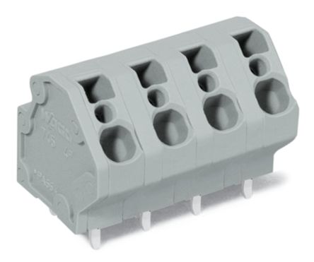 WAGO 745 Series PCB Connector, 4-Contact, 7.5mm Pitch, Through Hole Mount, 1-Row, Cage Clamp Termination [745-3154]; 223-181