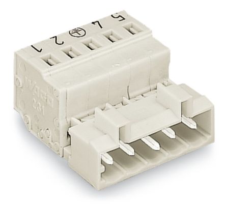 WAGO 721 Series Male Lighting Connector, 5-Pole, Male, 5-Way, Cable Mount, 12A [721-605/000-042]; 223-242