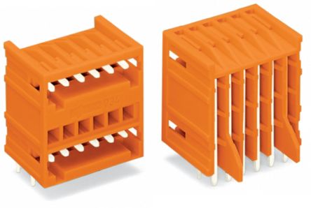 WAGO 734 Series Angled PCB Header, 18 Contact(s), 3.81 mm Pitch, 2 Row(s), Unshrouded [734-439/001-000]; 223-312
