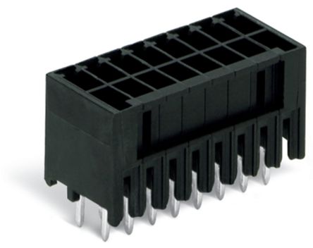 WAGO 713 Series Angled Through Hole Header, 8 Contact(s), 3.5 mm Pitch, 2 Row(s), Shrouded [713-1404/105-000]; 223-473