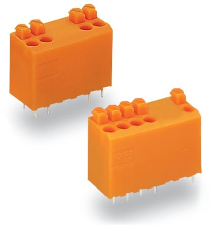 WAGO 735 Series PCB Connector, 4-Contact, 3.81mm Pitch, Through Hole Mount, 1-Row, Push Wire Termination [735-126/001-000]; 223-905