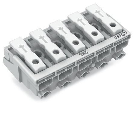 WAGO 294 Series Female Lighting Connector, 5-Pole, Female, 5-Way, Plug-In Mount, 24A [294-5005]; 223-986