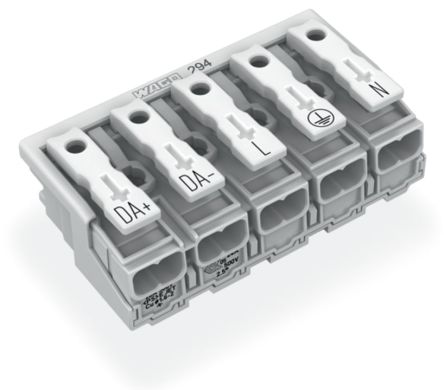 WAGO 294 Series Female Lighting Connector, 5-Pole, Female, 5-Way, Plug-In Mount, 24A [294-5035]; 223-993