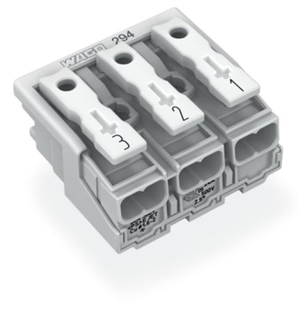 WAGO 294 Series Female Lighting Connector, 3-Pole, Female, 3-Way, Plug-In Mount, 24A [294-5043]; 223-996