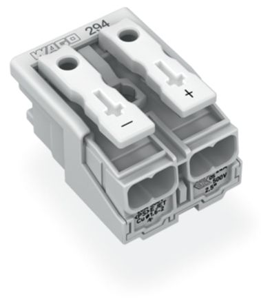 WAGO 294 Series Female Lighting Connector, 2-Pole, Female, 2-Way, Plug-In Mount, 24A [294-5072]; 224-002