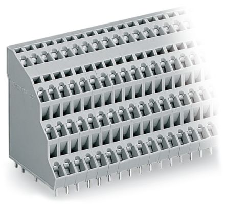 WAGO 738 Series PCB Connector, 64-Contact, 5mm Pitch, Through Hole Mount, 4-Row, Cage Clamp Termination [738-116]; 224-121
