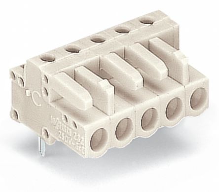 WAGO 722 Series Series Angled PCB Mount PCB Header, 16-Contact, 1-Row, 5mm Pitch, Solder Termination [722-246]; 224-311