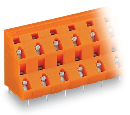 WAGO 736 Series PCB Terminal Block, 8-Contact, 10.16mm Pitch, Through Hole Mount, 2-Row, Cage Clamp Termination [736-854]; 224-374