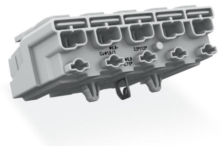 WAGO 294 Series Male Lighting Connector, 5-Pole, Male, 5-Way, Plug-In Mount, 24A [294-5175]; 224-418
