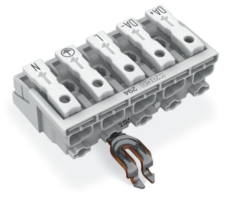 WAGO 294 Series Female Lighting Connector, 5-Pole, Female, 5-Way, Plug-In Mount, 24A [294-5335]; 224-425