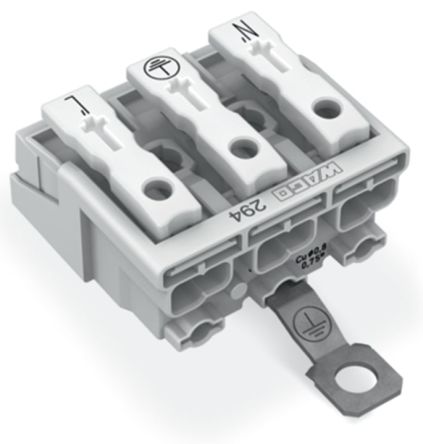 WAGO 294 Series Female Lighting Connector, 3-Pole, Female, 3-Way, Plug-In Mount, 24A [294-5423]; 224-426