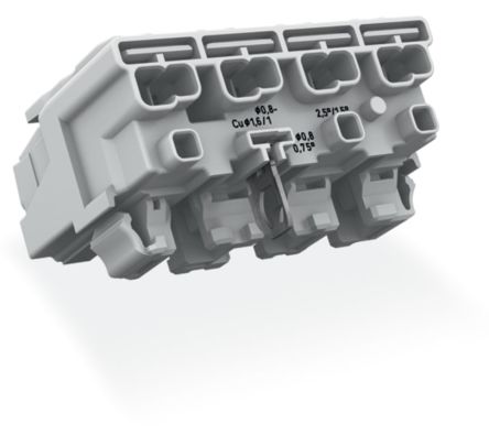 WAGO 294 Series Male Lighting Connector, 4-Pole, Male, 4-Way, Plug-In Mount, 24A [294-8124]; 224-440