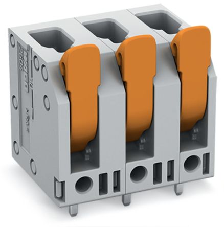 WAGO 2604 Series PCB Connector, 6-Contact, 7.5mm Pitch, Through Hole Mount, 1-Row, Push-In Cage Clamp Termination [2604-3306]; 224-915