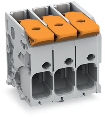 WAGO 2606 Series PCB Connector, 9-Contact, 7.5mm Pitch, Through Hole Mount, 1-Row, Push-In Cage Clamp Termination [2606-1109/020-000]; 224-917