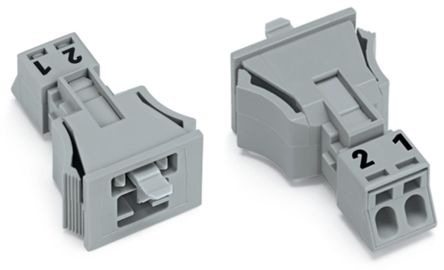 WAGO 890 Series Male Lighting Connector, 2-Pole, Male, 2-Way, Snap-In, 16A, IP20, IP40 [890-752]; 224-930