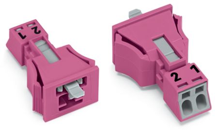 WAGO 890 Series Male Lighting Connector, 2-Pole, Male, 2-Way, Snap-In, 16A, IP20, IP40 [890-792]; 224-932