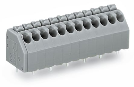 WAGO 250 Series PCB Connector, 9-Contact, 3.5mm Pitch, Through Hole Mount, 1-Row, Push-In Cage Clamp Termination [250-209]; 224-949
