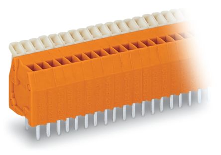 WAGO 234 Series PCB Terminal Block, 24-Contact, 2.54mm Pitch, Through Hole Mount, 1-Row, Push Button Termination [234-524]; 224-968