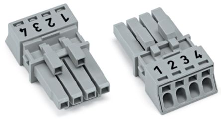 WAGO 890 Series Female Lighting Connector, 4-Pole, Female, 4-Way, Plug-In Mount, 16A, IP20, IP40 [890-244]; 225-046