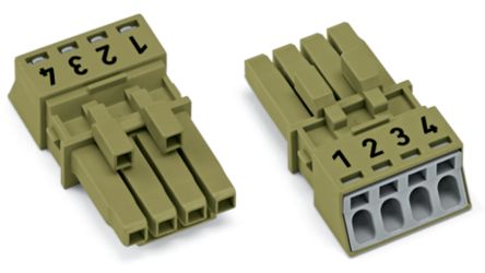 WAGO 890 Series Female Lighting Connector, 4-Pole, Female, 4-Way, Plug-In Mount, 16A, IP20, IP40 [890-264]; 225-047
