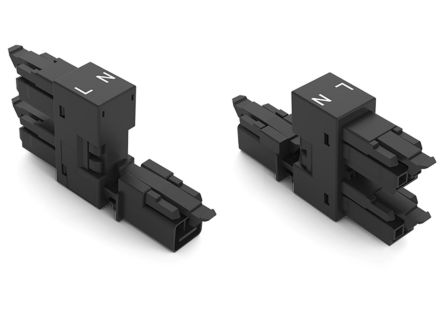 WAGO 890 Series Female Lighting Connector, 2-Pole, Female, 2-Way, Plug-In Mount, 16A, IP20, IP40 [890-1636]; 225-165