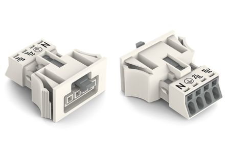 WAGO 890 Series Female Lighting Connector, 4-Pole, Female, 4-Way, Snap-In, 16A, IP40 [890-724]; 225-236