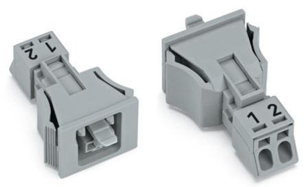 WAGO 890 Series Female Lighting Connector, 2-Pole, Female, 2-Way, Snap-In, 16A, IP40 [890-742]; 225-312