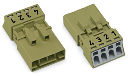 WAGO 890 Series Male Lighting Connector, 4-Pole, Male, 4-Way, Plug-In Mount, 16A, IP20, IP40 [890-274]; 225-320