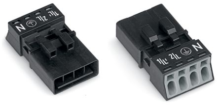 WAGO 890 Series Male Lighting Connector, 4-Pole, Male, 4-Way, Plug-In Mount, 16A, IP20, IP40 [890-214]; 225-323