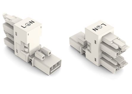 WAGO 890 Series Female Lighting Connector, 3-Pole, Female, 3-Way, Plug-In Mount, 16A, IP20, IP40 [890-684]; 225-362