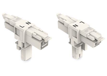 WAGO 890 Series Female Lighting Connector, 2-Pole, Female, 2-Way, Plug-In Mount, 16A, IP20, IP40 [890-1656]; 225-532