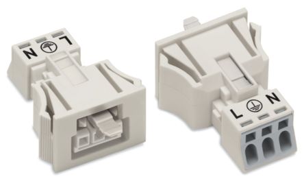 WAGO 890 Series Female Lighting Connector, 3-Pole, Female, 3-Way, Snap-In, 16A, IP40 [890-723]; 225-573